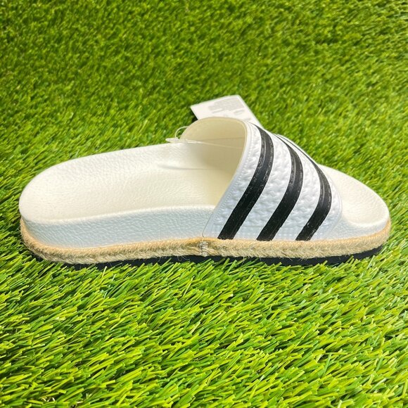 Adidas Originals Adilette Boys Size 5Y White Black Beach Walking Slide Sandals